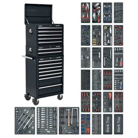 Sealey SPTCOMBO2 14 Drawer Tool Chest Combination with 1179pc Tool Kit