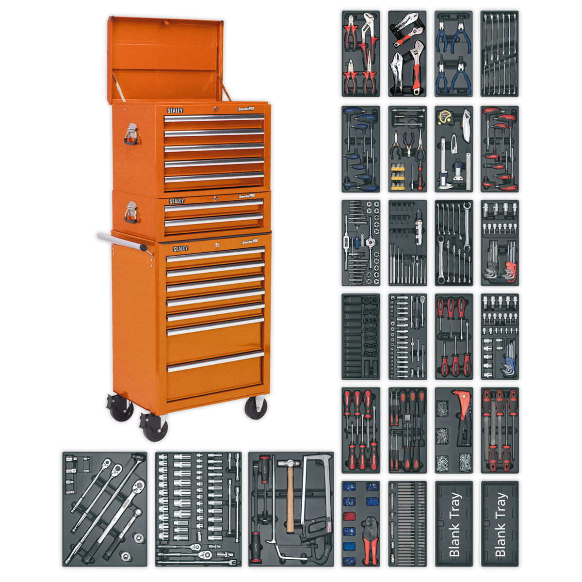 Sealey SPTOCOMBO1 14 Drawer Tool Chest Combination with 1179pc Tool Kit