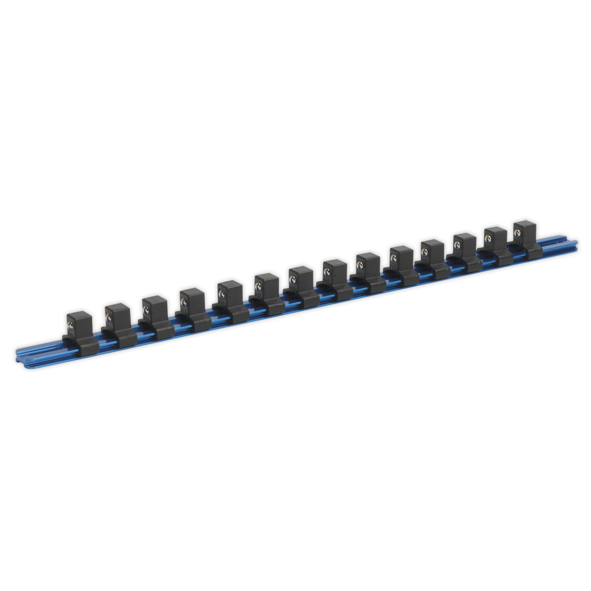 Sealey SR1214 1/2"Sq Drive Aluminium Socket Retaining Rail with 14 Clips