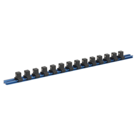 Sealey SR1214 1/2"Sq Drive Aluminium Socket Retaining Rail with 14 Clips