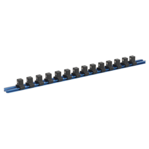 Sealey SR1214 1/2"Sq Drive Aluminium Socket Retaining Rail with 14 Clips