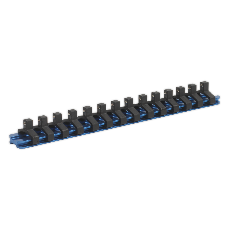 Sealey SR1414 1/4"Sq Drive Aluminium Socket Retaining Rail with 14 Clips