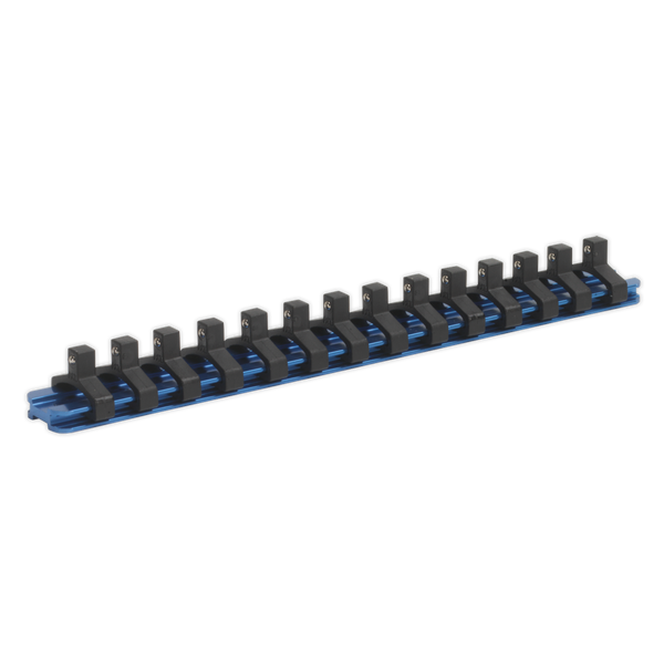Sealey SR1414 1/4"Sq Drive Aluminium Socket Retaining Rail with 14 Clips
