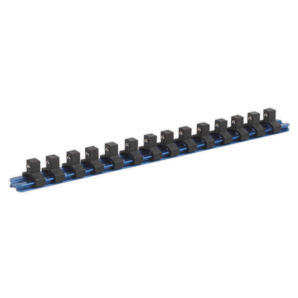 Sealey SR3814 3/8"Sq Drive Aluminium Socket Retaining Rail with 14 Clips