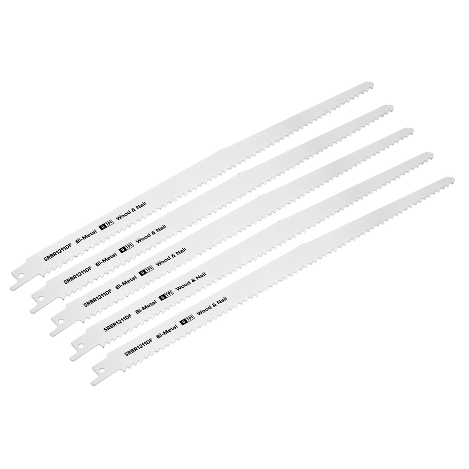 Sealey SRBR1211DF 300mm 6tpi Reciprocating Saw Blade Wood & Nail - Pack of 5