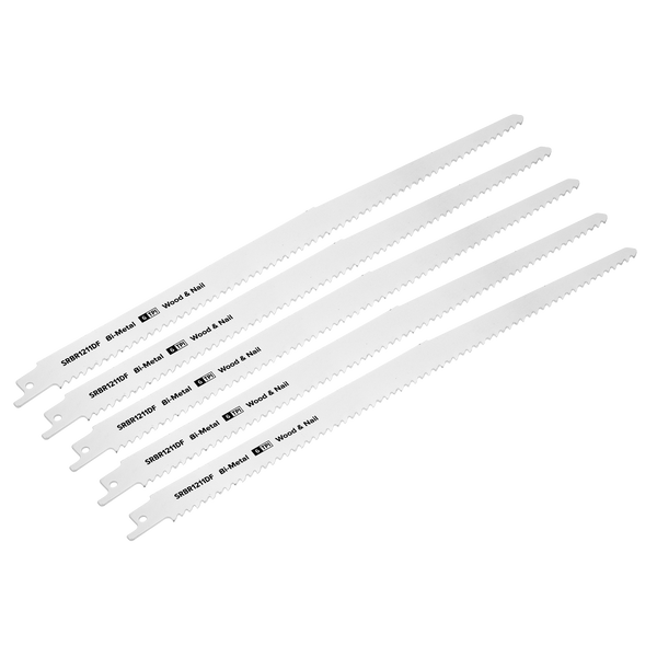 Sealey SRBR1211DF 300mm 6tpi Reciprocating Saw Blade Wood & Nail - Pack of 5