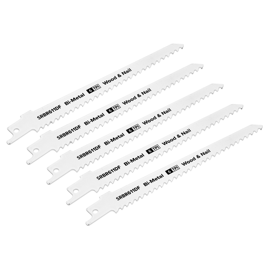 Sealey SRBR611DF 150mm 6tpi Reciprocating Saw Blade Wood & Nail - Pack of 5