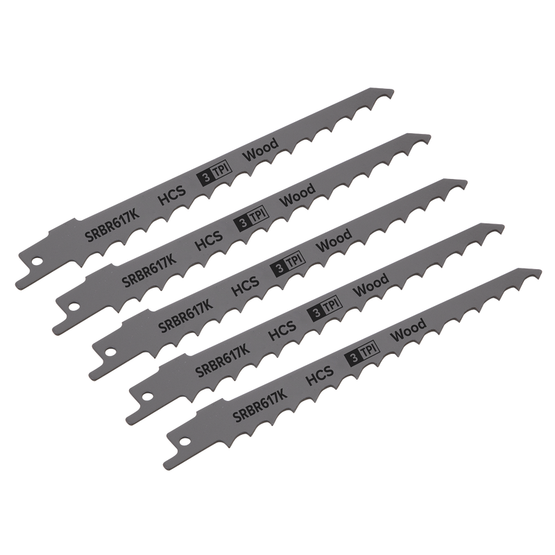 Sealey SRBR617K 150mm 3tpi Reciprocating Saw Blade Pruning & Coarse Wood - Pack of 5