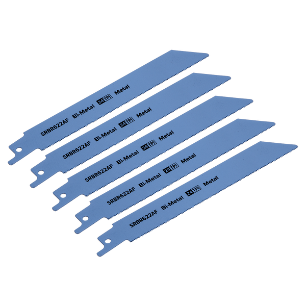 Sealey SRBR622AF 150mm 24tpi Reciprocating Saw Blade Metal - Pack of 5