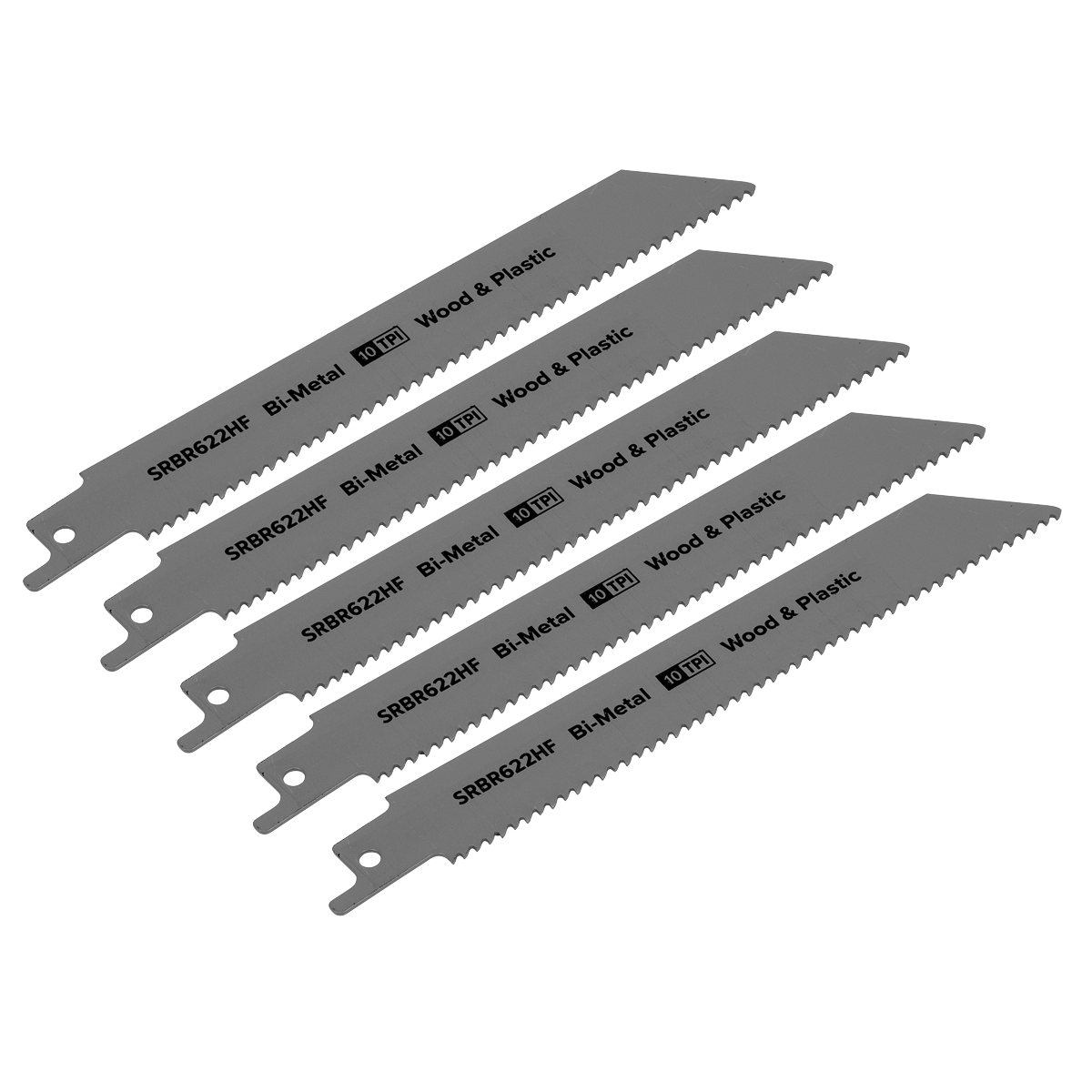 Sealey SRBR622HF 150mm 10tpi Reciprocating Saw Blade Wood & Plastics - Pack of 5