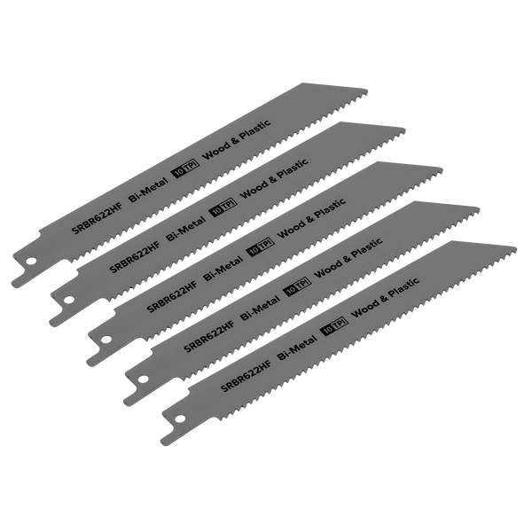 Sealey SRBR622HF 150mm 10tpi Reciprocating Saw Blade Wood & Plastics - Pack of 5