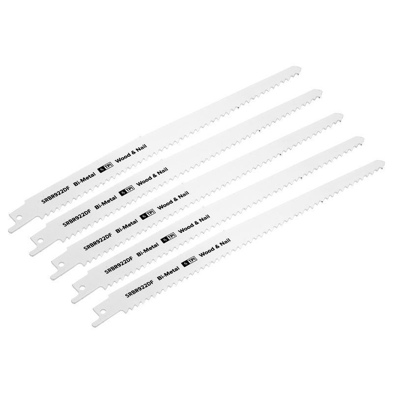 Sealey SRBR922DF 230mm 6tpi Reciprocating Saw Blade Wood & Nail - Pack of 5