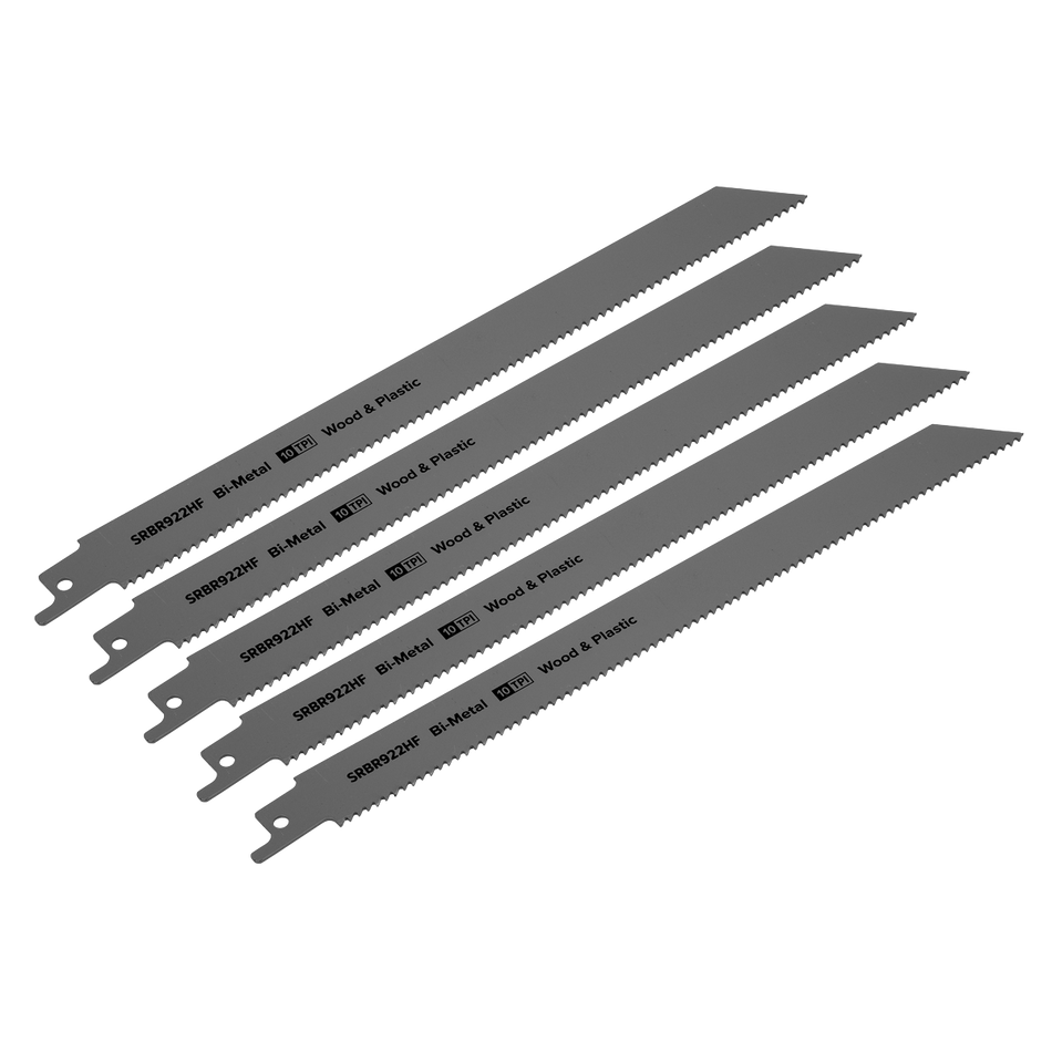 Sealey SRBR922HF 230mm 10tpi Reciprocating Saw Blade Wood & Plastics - Pack of 5
