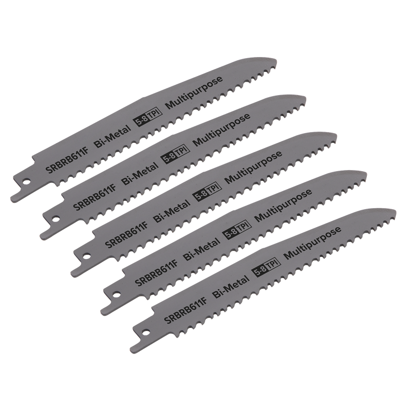 Sealey SRBRB611F 150mm 5-8tpi Reciprocating Saw Blade Multipurpose - Pack of 5