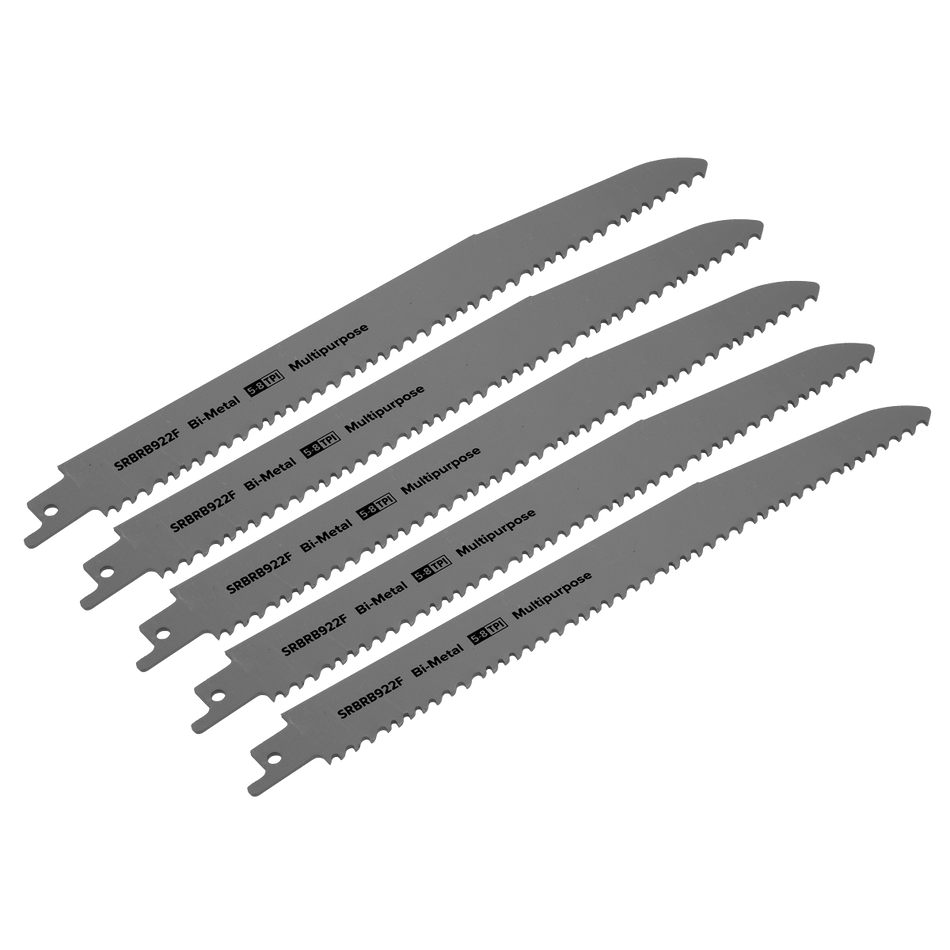 Sealey SRBRB922F 230mm 5-8tpi Reciprocating Saw Blade Multipurpose - Pack of 5