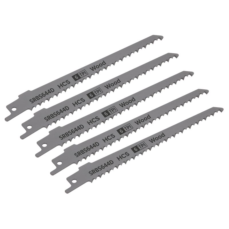 Sealey SRBS644D 150mm 6tpi Reciprocating Saw Blade Clean Wood - Pack of 5