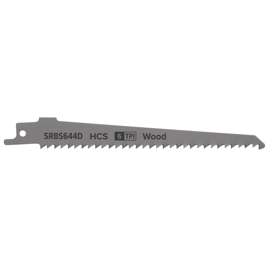 Sealey SRBS644D 150mm 6tpi Reciprocating Saw Blade Clean Wood - Pack of 5