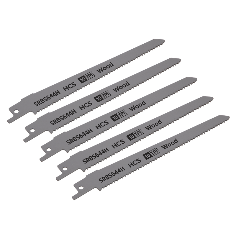 Sealey SRBS644H 150mm 10tpi Reciprocating Saw Blade Clean Wood - Pack of 5