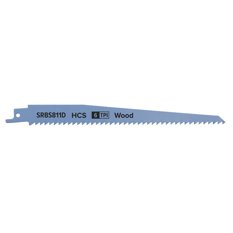 Sealey SRBS811D 200mm 6tpi Reciprocating Saw Blade Clean Wood - Pack of 5