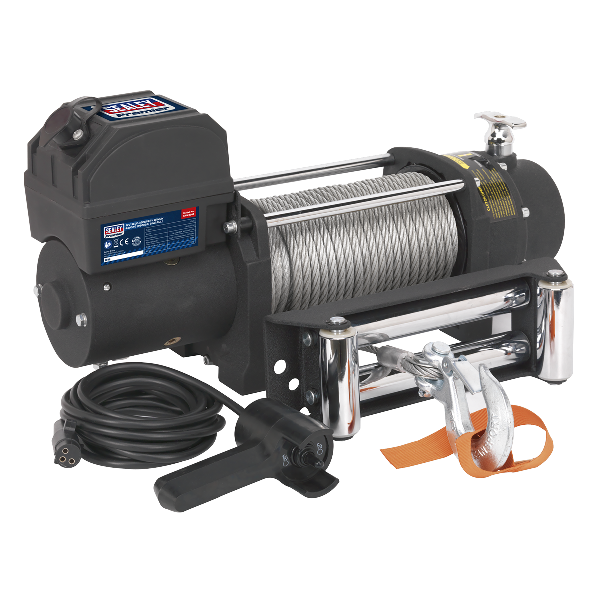 Sealey SRW4300 12V Self-Recovery Winch 4300kg (9500lb) Line Pull