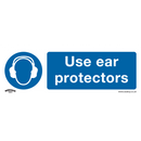 Sealey SS10V10 Use Ear Protectors - Mandatory Safety Sign - Self-Adhesive Vinyl - Pack of 10