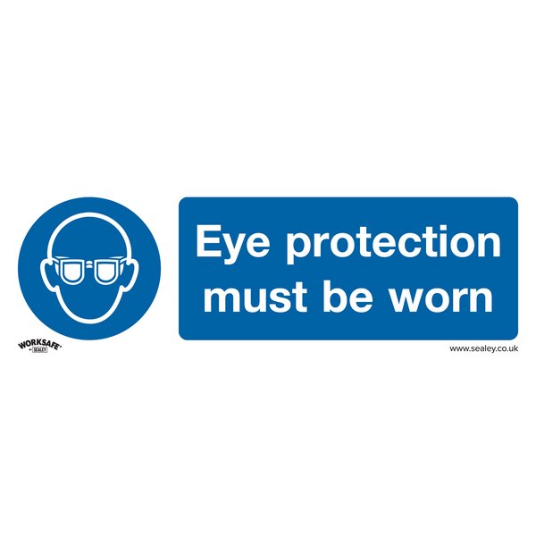 Sealey SS11V10 Eye Protection Must Be Worn - Mandatory Safety Sign - Self-Adhesive Vinyl - Pack of 10