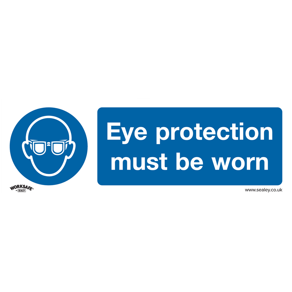 Sealey SS11V1 Eye Protection Must Be Worn - Mandatory Safety Sign - Self-Adhesive Vinyl