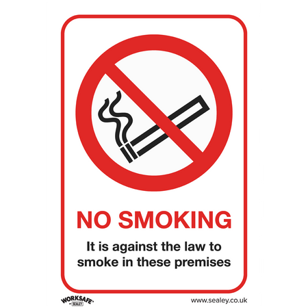 Sealey SS12P1 No Smoking (On Premises) - Prohibition Safety Sign - Rigid Plastic