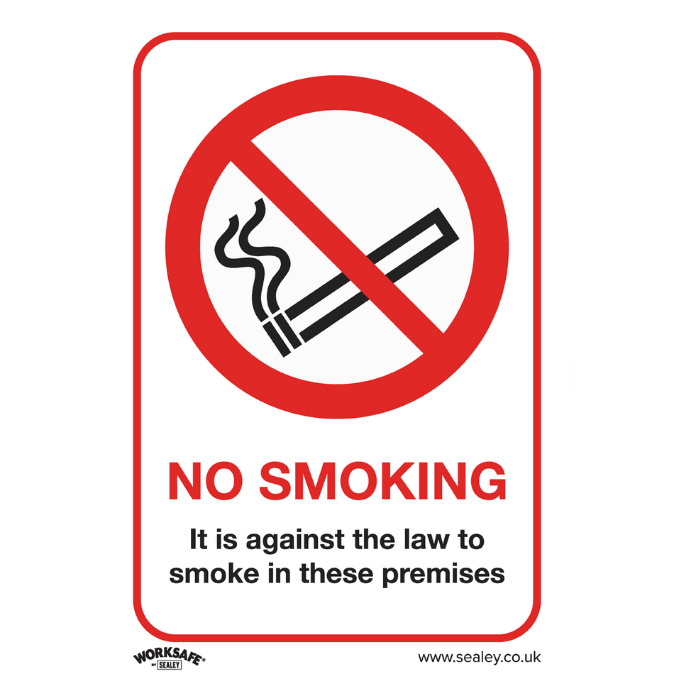 Sealey SS12P1 No Smoking (On Premises) - Prohibition Safety Sign - Rigid Plastic