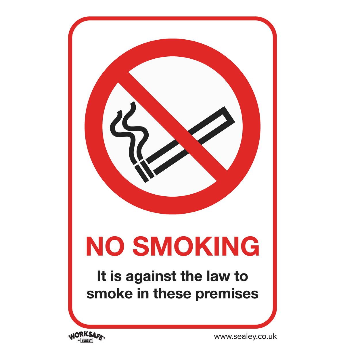 Sealey SS12V1 No Smoking (On Premises) - Prohibition Safety Sign - Self-Adhesive Vinyl