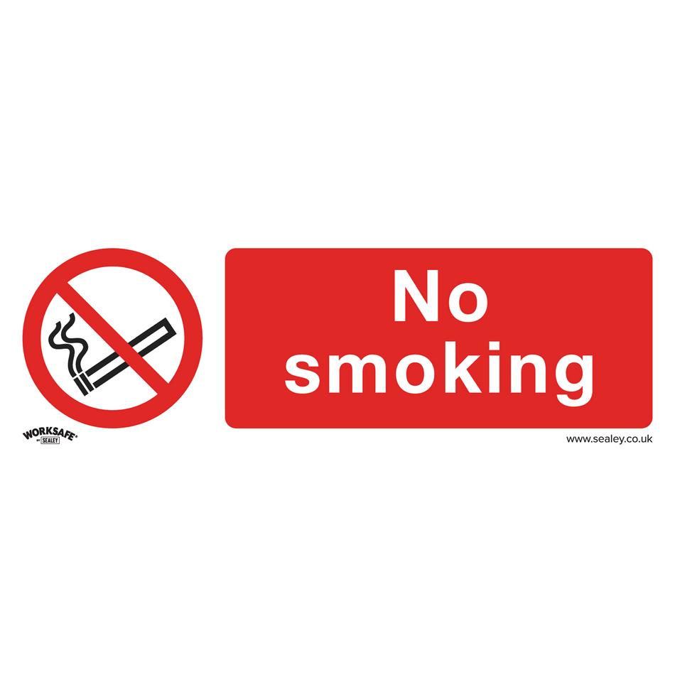 Sealey SS13V10 No Smoking - Prohibition Safety Sign - Self-Adhesive Vinyl - Pack of 10