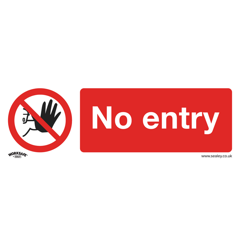 Sealey SS14V10 No Entry - Prohibition Safety Sign - Self-Adhesive Vinyl - Pack of 10