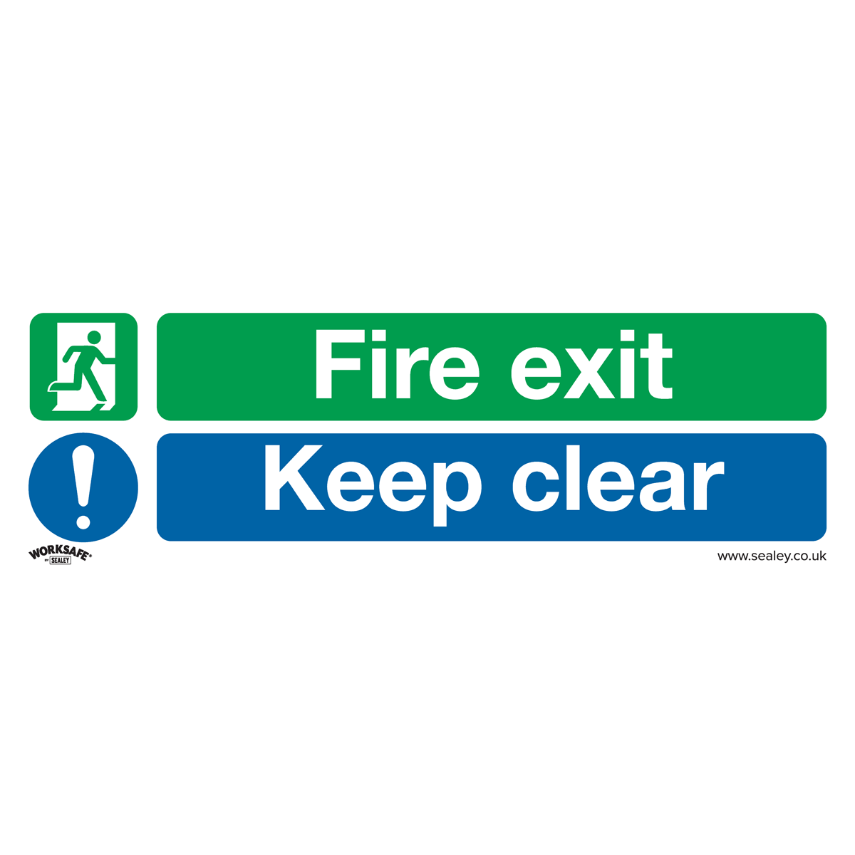 Sealey SS18V10 Fire Exit Keep Clear - Safe Conditions Safety Sign - Self-Adhesive Vinyl - Pack of 10