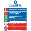 Sealey SS19P1 Fire Action With Lift - Safe Conditions Safety Sign - Rigid Plastic