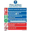 Sealey SS19V10 Fire Action With Lift - Safe Conditions Safety Sign - Self-Adhesive Vinyl - Pack of 10