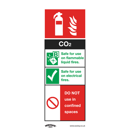 Sealey SS21P1 CO2 Fire Extinguisher - Safe Conditions Safety Sign - Rigid Plastic