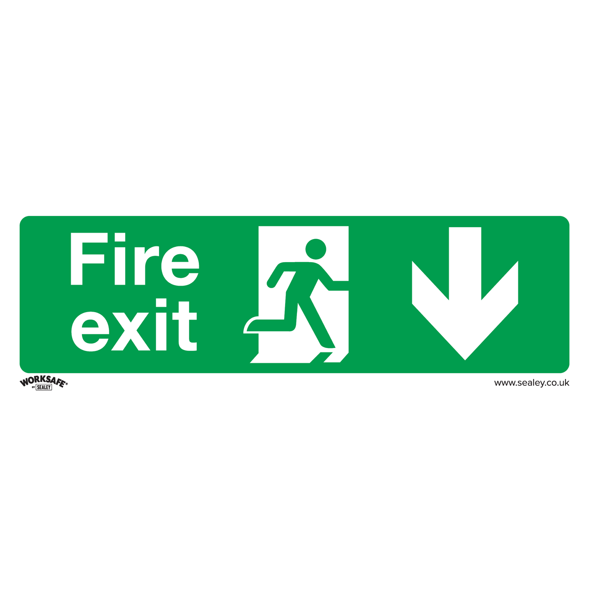 Sealey SS22P1 Fire Exit (Down) - Safe Conditions Safety Sign - Rigid Plastic