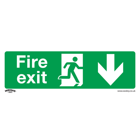 Sealey SS22P1 Fire Exit (Down) - Safe Conditions Safety Sign - Rigid Plastic