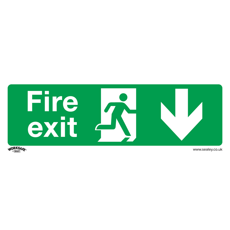 Sealey SS22V10 Fire Exit (Down) - Safe Conditions Safety Sign - Self-Adhesive Vinyl - Pack of 10