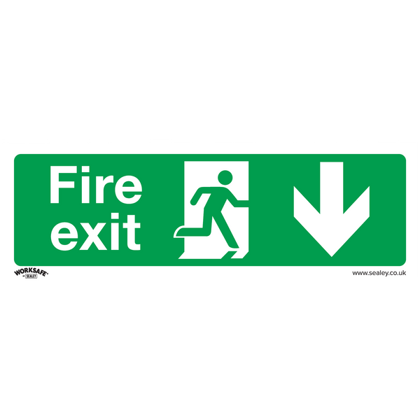 Sealey SS22V10 Fire Exit (Down) - Safe Conditions Safety Sign - Self-Adhesive Vinyl - Pack of 10