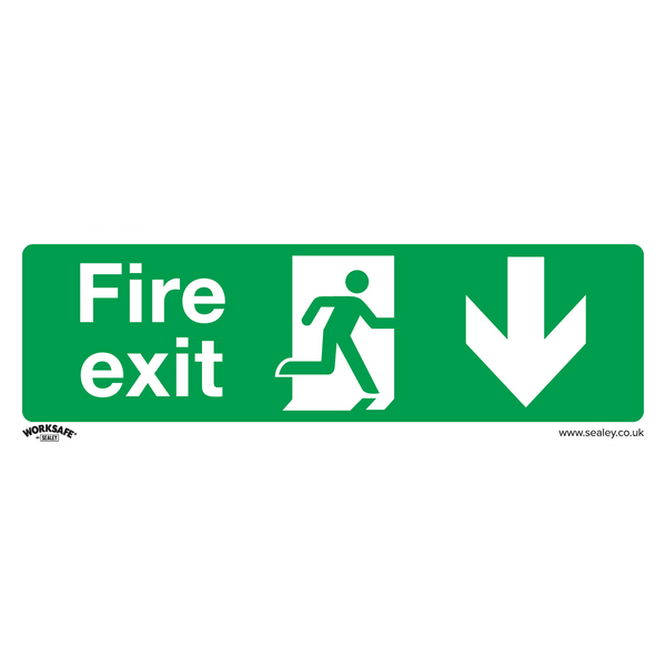 Sealey SS22V1 Fire Exit (Down) - Safe Conditions Safety Sign - Self-Adhesive Vinyl