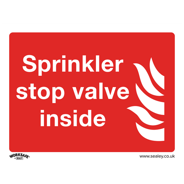 Sealey SS23V10 Sprinkler Stop Valve - Safe Conditions Safety Sign - Self-Adhesive Vinyl - Pack of 10