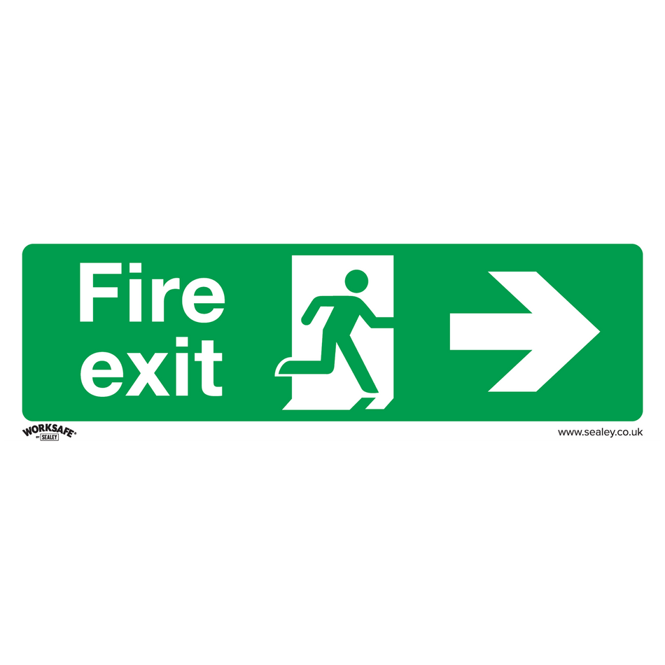Sealey SS24P1 Fire Exit (Right) - Safe Conditions Safety Sign - Rigid Plastic