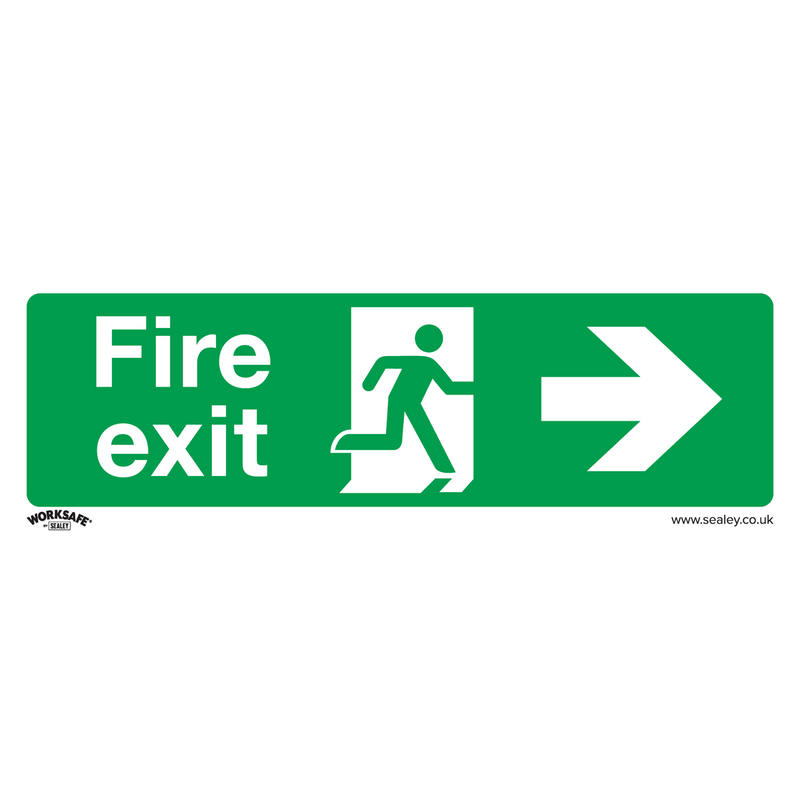 Sealey SS24P1 Fire Exit (Right) - Safe Conditions Safety Sign - Rigid Plastic