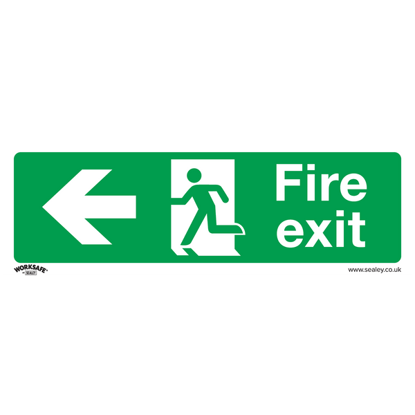 Sealey SS25P10 Fire Exit (Left) - Safe Conditions Safety Sign - Rigid Plastic - Pack of 10