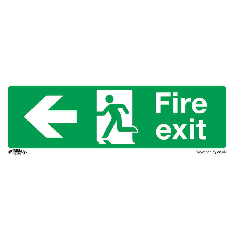 Sealey SS25V1 Fire Exit (Left) - Safe Conditions Safety Sign - Self-Adhesive Vinyl