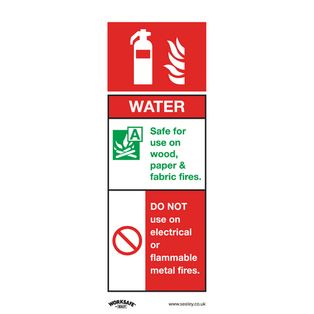 Sealey SS27P1 Water Fire Extinguisher - Safe Conditions Safety Sign - Rigid Plastic
