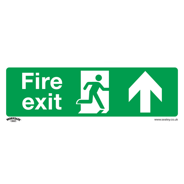 Sealey SS28P10 Fire Exit (Up) - Safe Conditions Safety Sign - Rigid Plastic - Pack of 10
