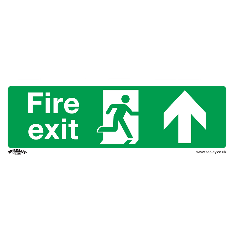 Sealey SS28P10 Fire Exit (Up) - Safe Conditions Safety Sign - Rigid Plastic - Pack of 10