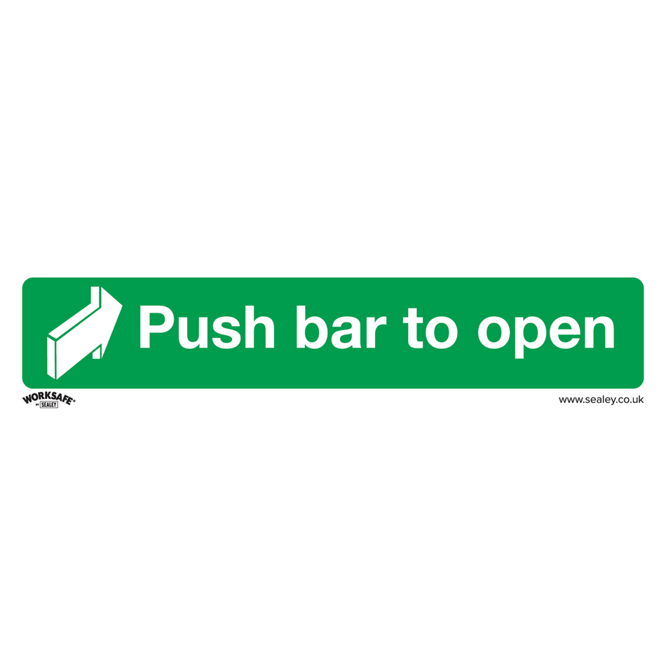 Sealey SS29V10 Push Bar To Open - Safe Conditions Safety Sign - Self-Adhesive Vinyl - Pack of 10